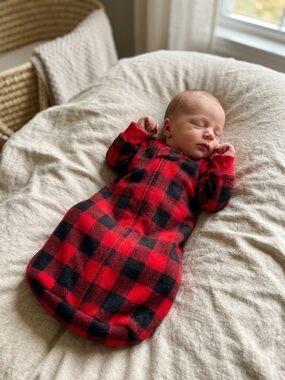 Carter’s Baby Buffalo Check 2-Way Zip Fleece Sleep Bag 0-3 Months | Newborn